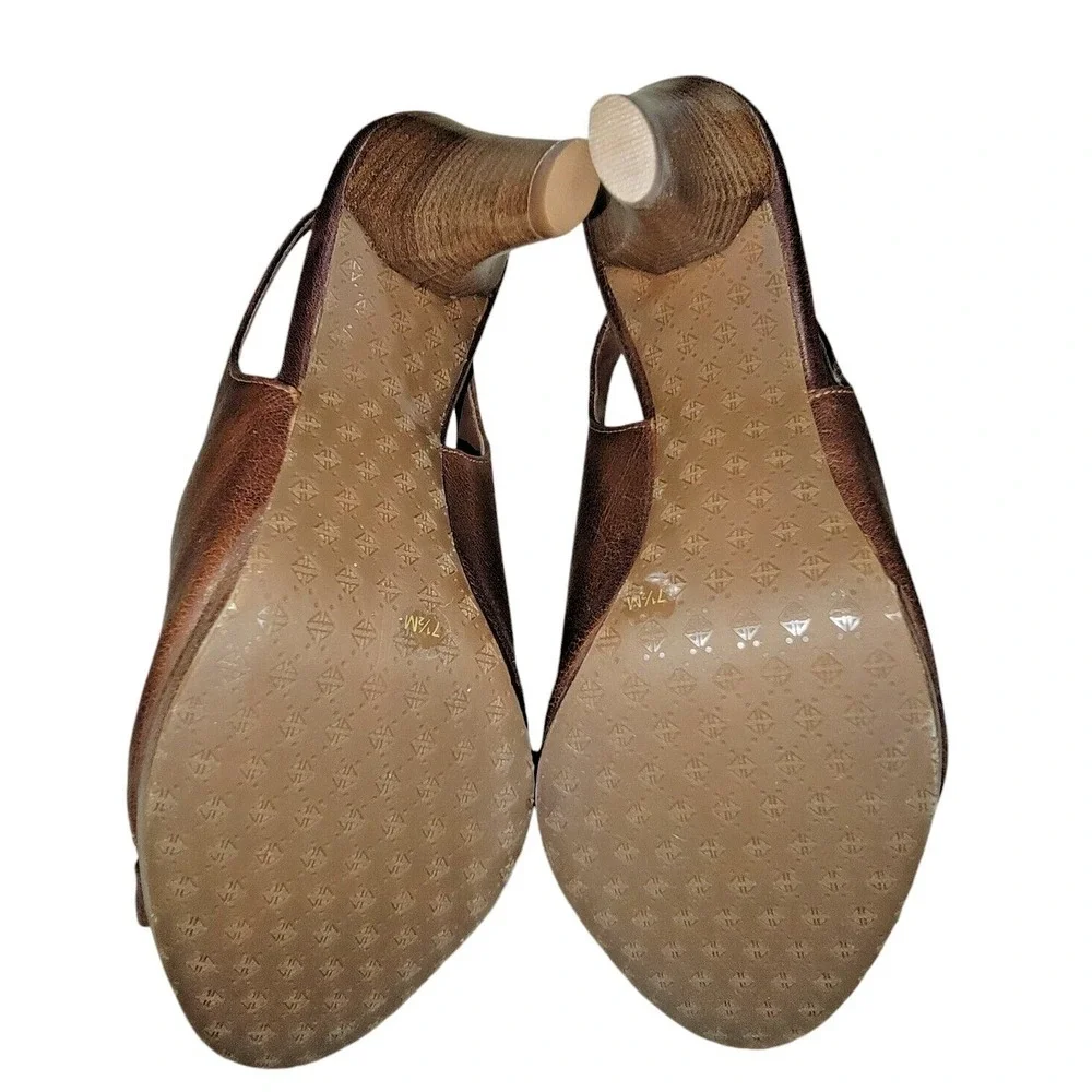 Antonio Melani Cinema Women's Walnut Brown Heeled Leather Sandals Size 7.5 M New